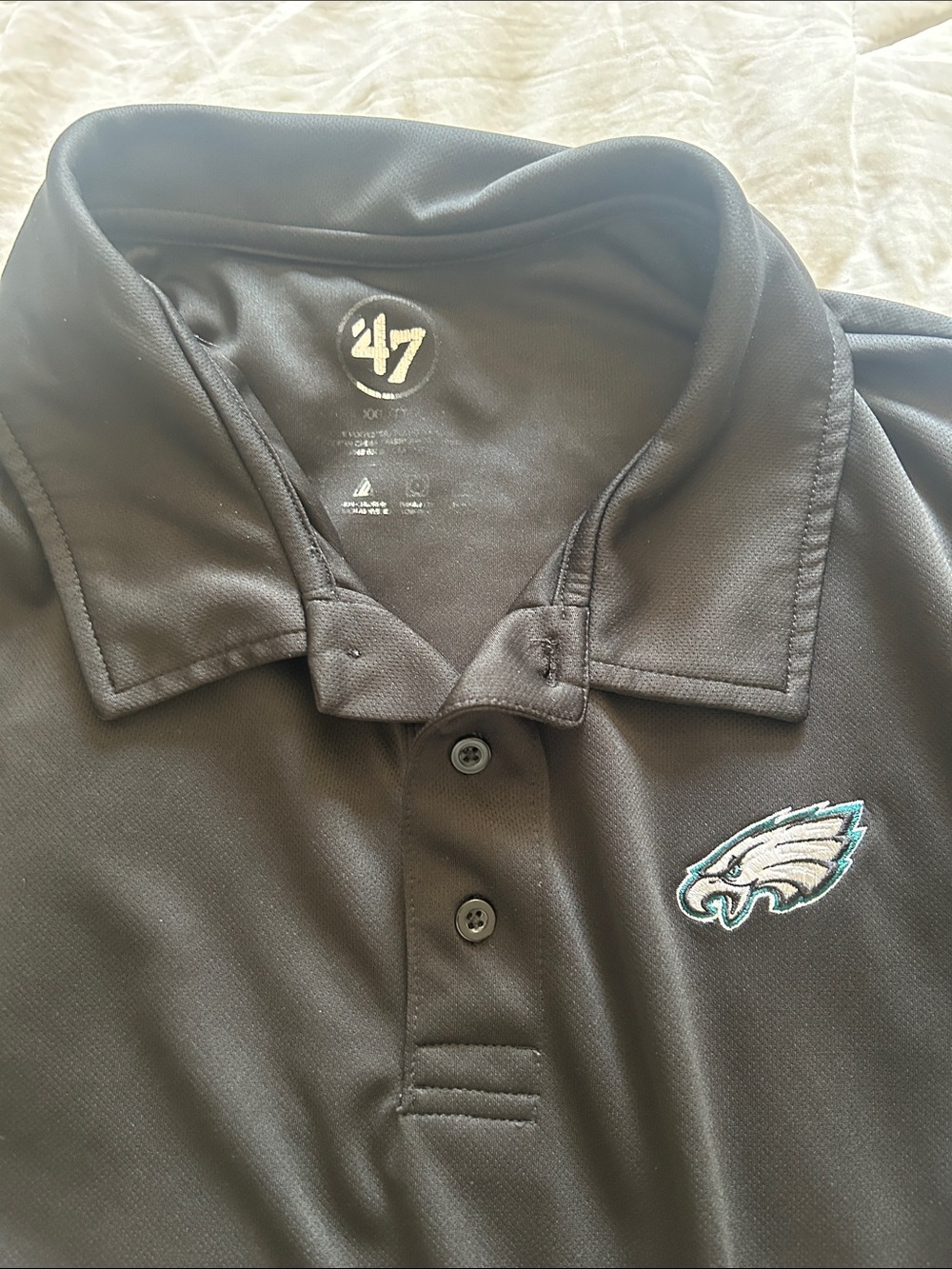 '47 Men's Black Polo with Embroidered Team Logo